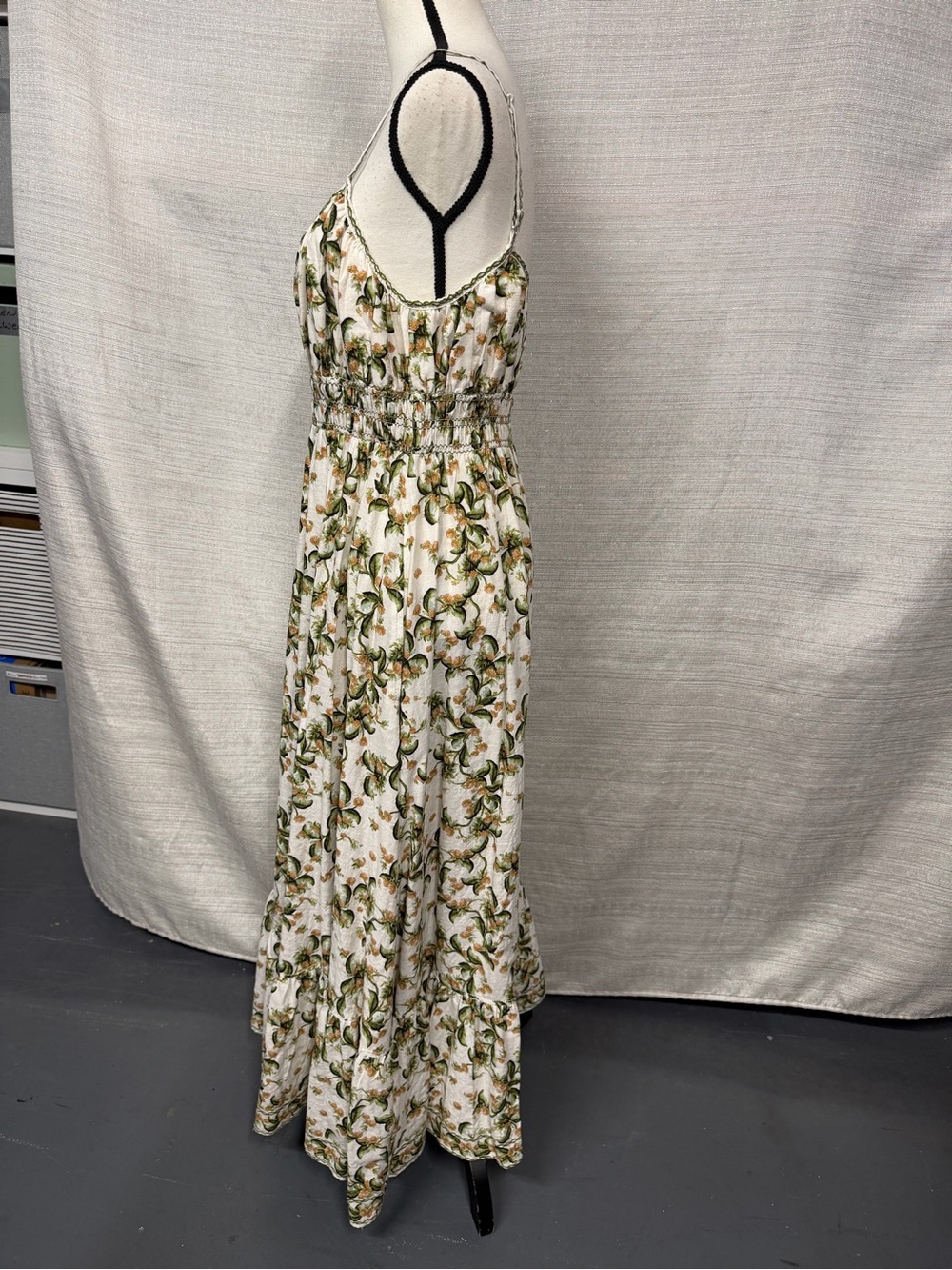 Max Studio White Maxi Dress with Green Floral Print - Picture 2 of 6